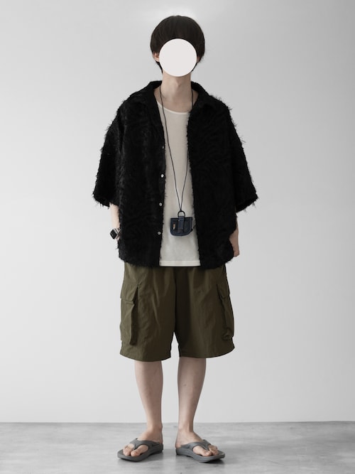 【RUUBON】fringe jacquard half sleeve shirt / フリンジジャガードハーフスリーブシャツ