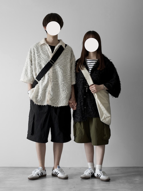 【RUUBON】fringe jacquard half sleeve shirt / フリンジジャガードハーフスリーブシャツ