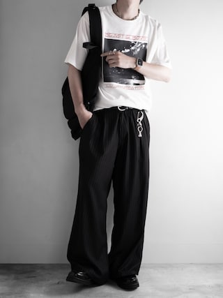 「VENCEEXCHANGE(ヴァンスエクスチェンジ)の【別注】Beastie Boys ビースティ・ボーイズ Tシャツ(Tシャツ/カットソー)」を使った、hopeさん(メンズ・168cm)の夏コーディネート