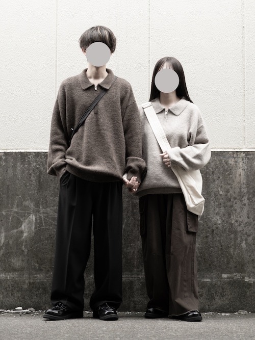【RUUBON】melange half zip knit / メランジハーフジップニット