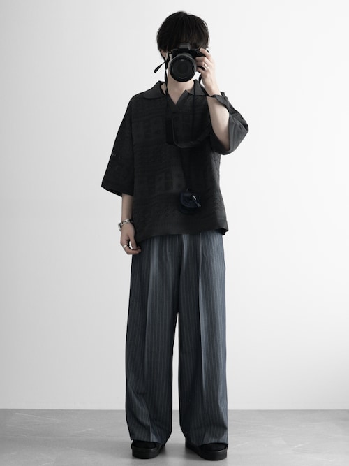 【RUUBON】geo mesh skipper knit polo shirt /ジオメッシュスキッパーニットポロシャツ