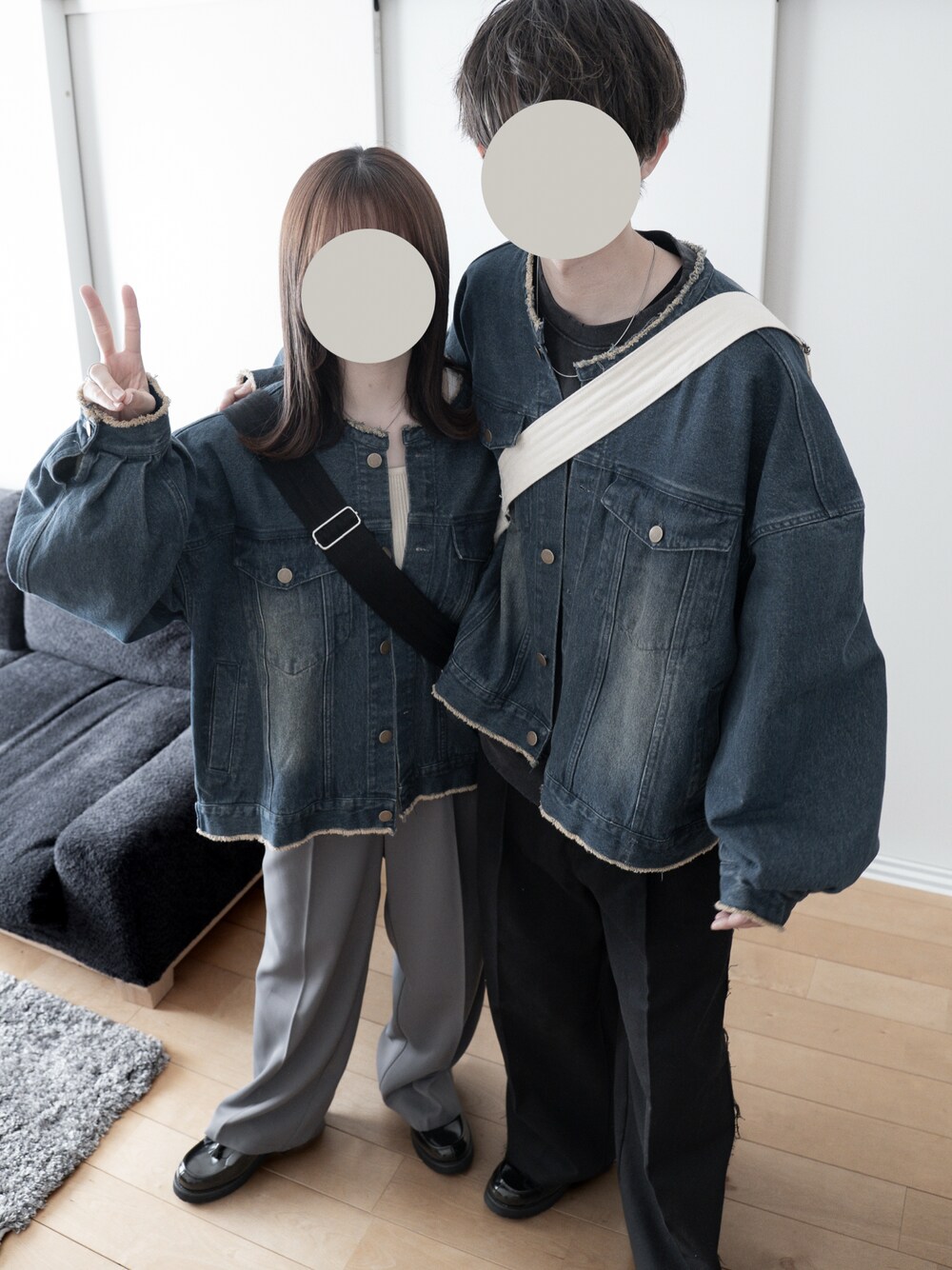 ruubon ノーカラーフリンジデニムジャケット RUUBON】no collar fringe denim jacket / ノーカラーフリンジ