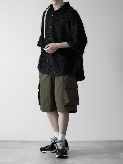 【RUUBON】fringe jacquard half sleeve shirt / フリンジジャガードハーフスリーブシャツ