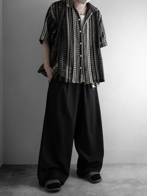 「FREAK'S STORE（フリークスストア）のインド製 リラックスフィット 総柄レース マルチストライプ オープンカラーシャツ ショートスリーブ（シャツ/ブラウス）」を使った、hopeさん（メンズ・168cm）の春コーディネート