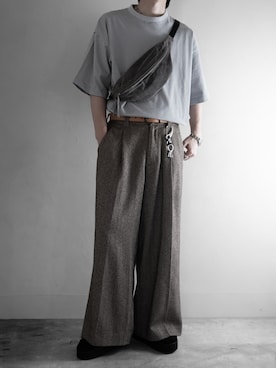 「RUUBON（ルーボン）の【RUUBON】rustic basic big Tee / ラスティック ベーシック ビッグ Tシャツ（Tシャツ/カットソー、ブルー系）」を使った、hopeさん（メンズ・168cm）の春コーディネート