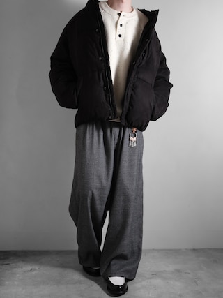 「RUUBON(ルーボン)の【RUUBON】3tuck straight wide pants/スリータック ストレートワイドパンツ(スラックス)」を使った、hopeさん(メンズ・168cm)の秋コーディネート