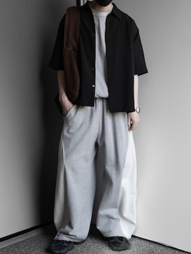 「RUUBON（ルーボン）の【RUUBON】heavy weight panelled sweat pants / ヘビーウェイトパネルドスウェットパンツ（その他パンツ、グレー系）」を使った、hopeさん（メンズ・168cm）の春コーディネート