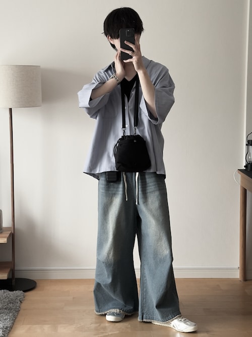 【RUUBON】parachute fringe denim pants / パラシュートフリンジデニムパンツ
