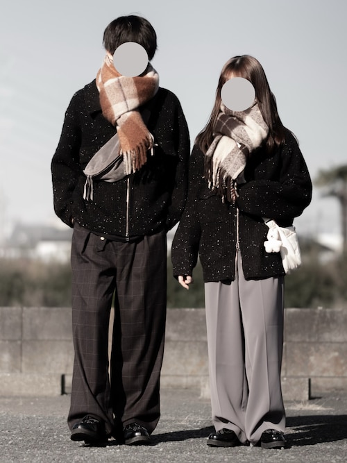 セール】【RUUBON】 nep knit double zip jacket / ネップニットダブル