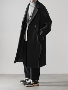 「RUUBON（ルーボン）のアイテム（チェスターコート）」を使った、hopeさん（メンズ・168cm）の冬コーディネート
