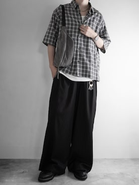 「RUUBON（ルーボン）の【RUUBON】airy layered tank top / エアリーレイヤードタンクトップ（タンクトップ、ホワイト系）」を使った、hopeさん（メンズ・168cm）の夏コーディネート