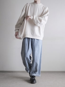 hopeさんの「【RUUBON】wide crew neck sweat / ワイドクルーネックスウェット」を使ったコーディネート