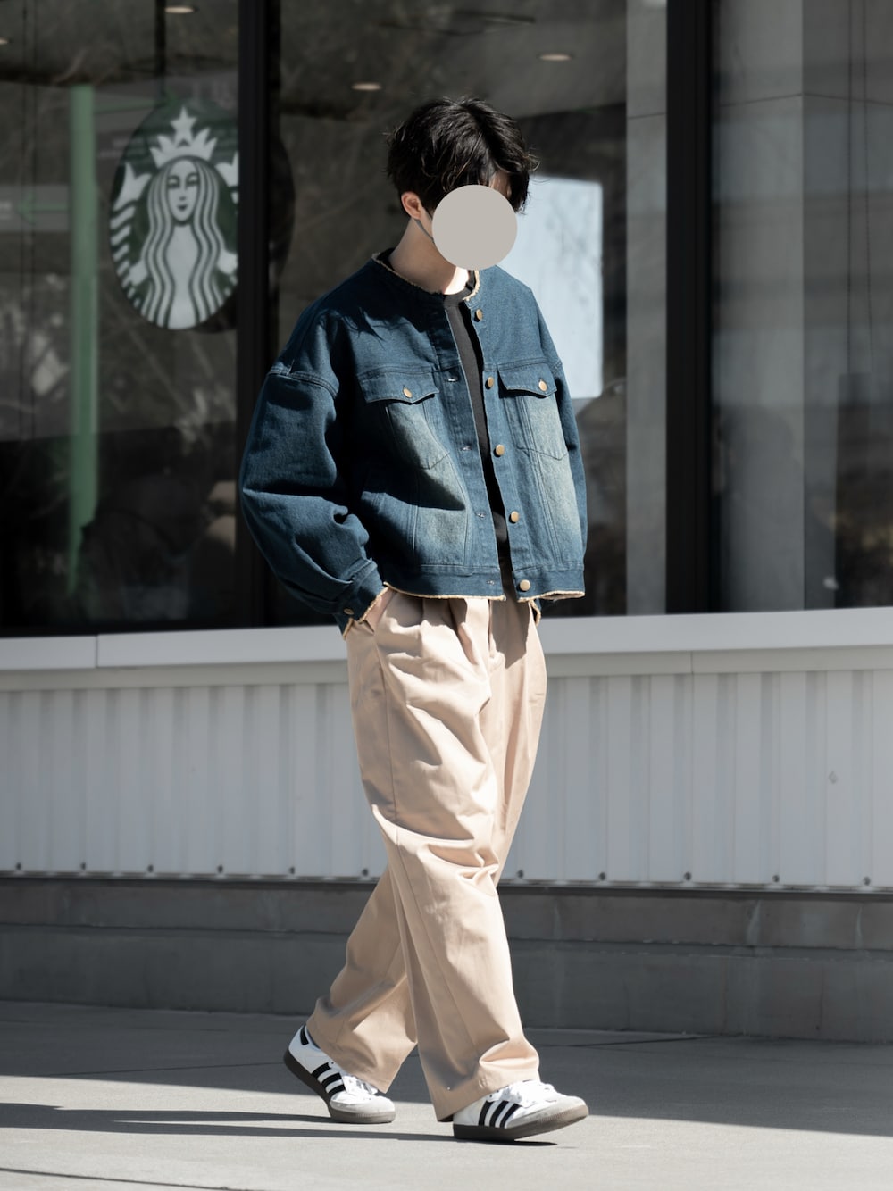 ruubon ノーカラーフリンジデニムジャケット RUUBON】no collar fringe denim jacket / ノーカラーフリンジ