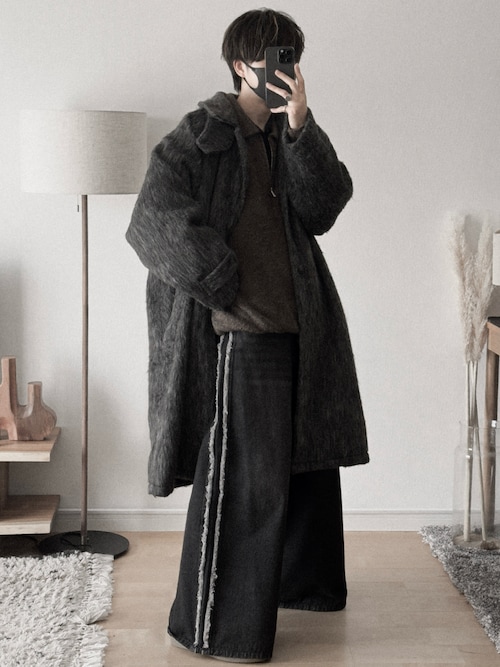 【RUUBON】shaggy soutien collar coat / シャギーステンカラーコート