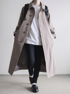 「アイテム（ステンカラーコート）」を使った、hopeさん（メンズ・168cm）の秋コーディネート