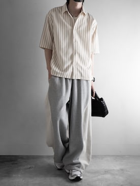 「RUUBON（ルーボン）の【RUUBON】heavy weight panelled sweat pants / ヘビーウェイトパネルドスウェットパンツ（その他パンツ、グレー系）」を使った、hopeさん（メンズ・168cm）の春コーディネート