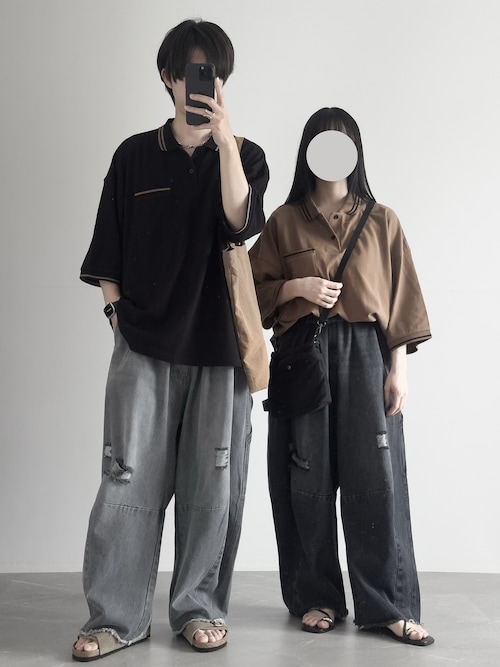 【RUUBON】moss stitch polo shirt / モスステッチ ポロシャツ