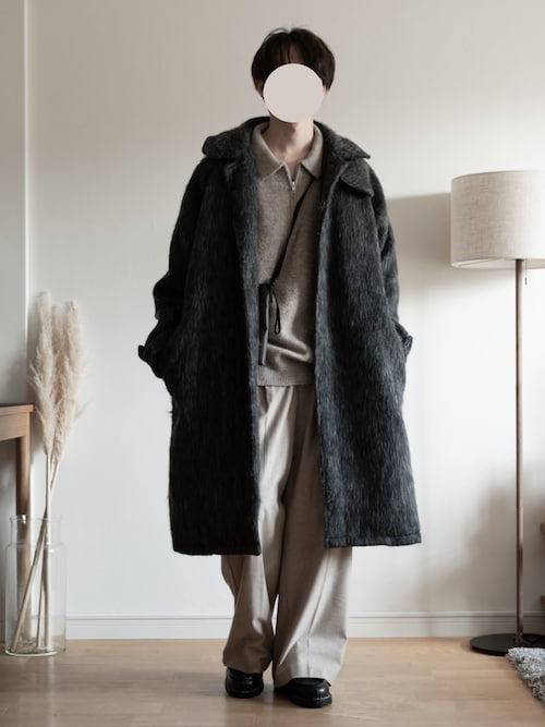 【RUUBON】shaggy soutien collar coat / シャギーステンカラーコート