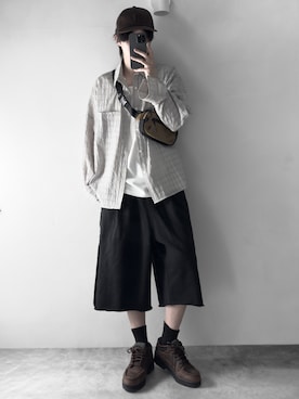 「RUUBON（ルーボン）の【RUUBON】soft rib crew socks / ソフトリブ クルーソックス（ソックス/靴下、ブラック系）」を使った、hopeさん（メンズ・168cm）の夏コーディネート