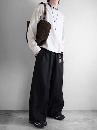 「MUJI Labo(ムジラボ)のMUJI Labo 手仕事で編み上げたアバカトートバッグ(トートバッグ)」を使った、hopeさん(メンズ・168cm)の秋コーディネート