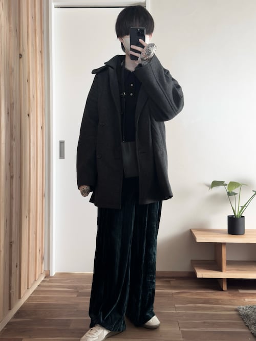 「RUUBON（ルーボン）の【RUUBON】melange melton P-coat / メランジ メルトン Pコート（ピーコート）」を使った、hopeさん（メンズ・168cm）の冬コーディネート