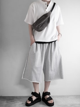 「RUUBON（ルーボン）の【RUUBON】airy layered tank top / エアリーレイヤードタンクトップ（タンクトップ、ブラック系）」を使った、hopeさん（メンズ・168cm）の夏コーディネート