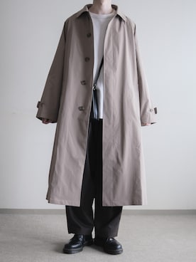 「秋先取りコーデ」｜「アイテム（ステンカラーコート）」を使った、hopeさん（メンズ・168cm）の秋コーディネート