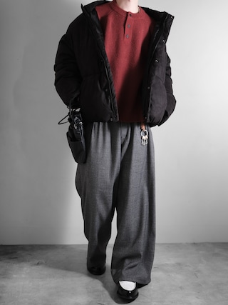 「RUUBON(ルーボン)の【RUUBON】3tuck straight wide pants/スリータック ストレートワイドパンツ(スラックス)」を使った、hopeさん(メンズ・168cm)の秋コーディネート