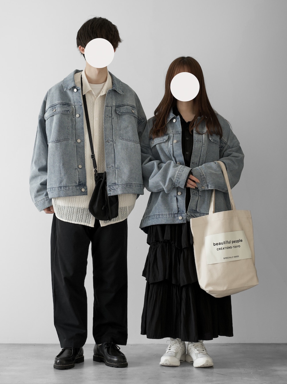 「RUUBON、ルーボン、デニム、デニムジャケット、シアーシャツ、レーストップス、Paraboot、beautiful people、春コーデ、春、おでかけコーデ、デートコーデ、デート、カップルコーデ、シミラールック」｜「RUUBONの【RUUBON】 12.5oz wide denim jacket / 12.5oz ワイドデニムジャケット（デニムジャケット、ブルー系）」を使った、hopeさん（メンズ・168cm）の春コーディネートの1枚目の写真