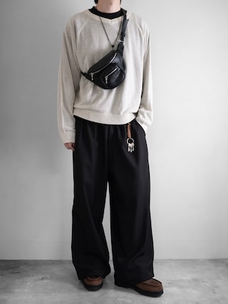 「RUUBON(ルーボン)の【RUUBON】3tuck straight wide pants/スリータック ストレートワイドパンツ(スラックス)」を使った、hopeさん(メンズ・168cm)の秋コーディネート