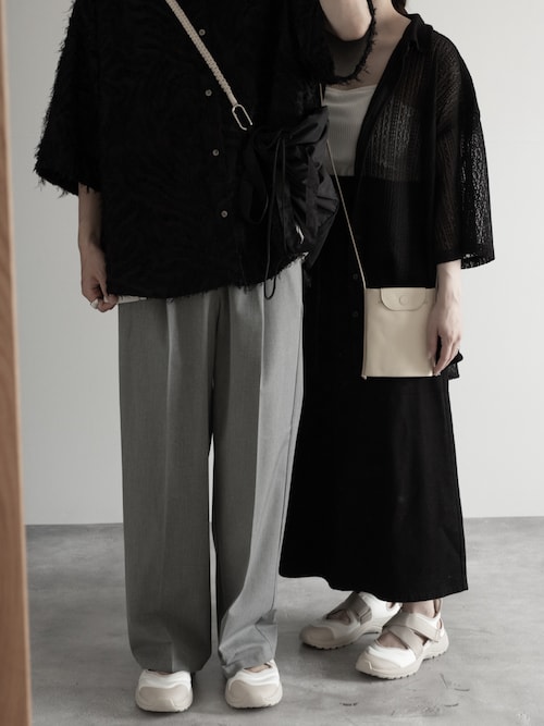 【RUUBON】fringe jacquard half sleeve shirt / フリンジジャガードハーフスリーブシャツ