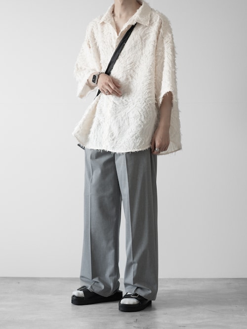 【RUUBON】fringe jacquard half sleeve shirt / フリンジジャガードハーフスリーブシャツ