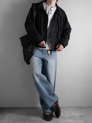 「RUUBON(ルーボン)の【RUUBON】vintage washed straight denim pants / ヴィンテージ ウォッシュド ストレートデニムパンツ(デニムパンツ)」を使った、hopeさん(メンズ・168cm)の秋コーディネート