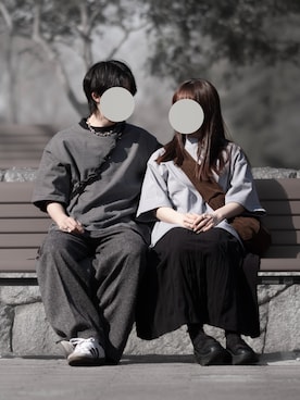 「RUUBON（ルーボン）の【RUUBON】airy half sleeve box shirt/エアリーハーフスリーブボックスシャツ（シャツ/ブラウス、ブラック系）」を使った、hopeさん（メンズ・168cm）の春コーディネート