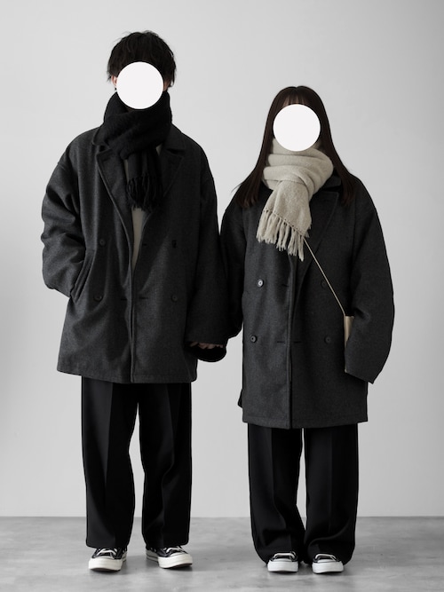 【RUUBON】melange melton P-coat / メランジ メルトン Pコート