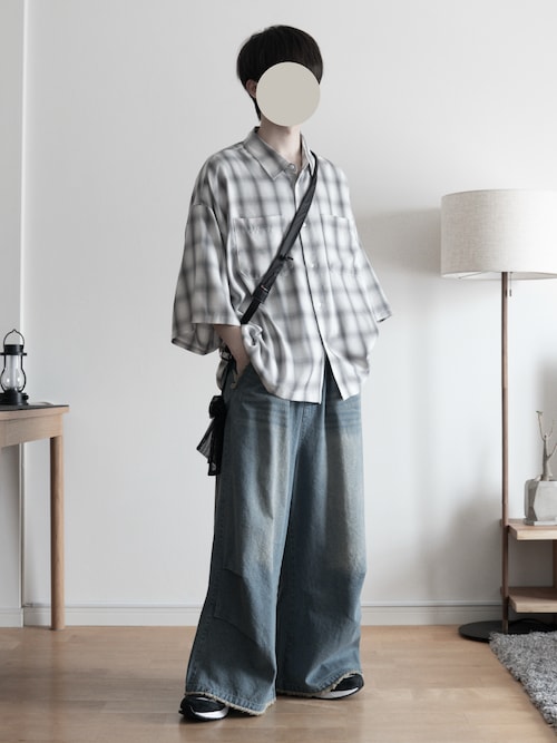 【RUUBON】parachute fringe denim pants / パラシュートフリンジデニムパンツ