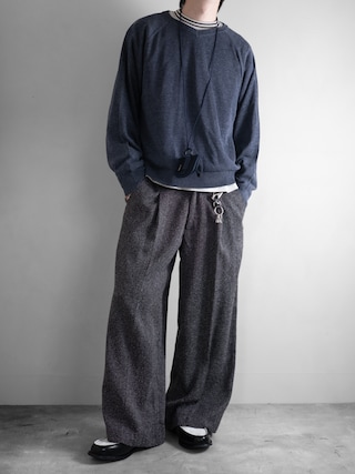 「RUUBON(ルーボン)の【RUUBON】3tuck straight wide pants/スリータック ストレートワイドパンツ(スラックス)」を使った、hopeさん(メンズ・168cm)の秋コーディネート