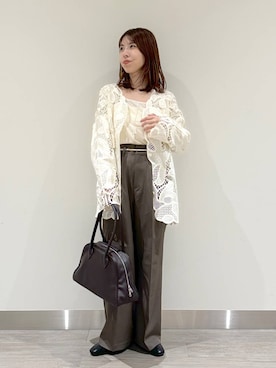 「アイテム（スラックス）」を使った、みゆみゆさん（レディース・154cm）の秋コーディネート