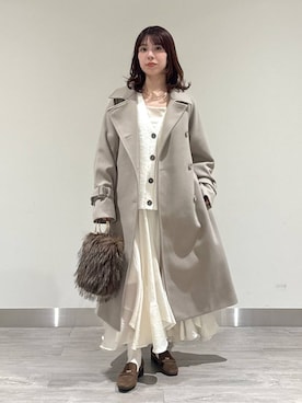 「アイテム（チェスターコート）」を使った、みゆみゆさん（レディース・154cm）の秋コーディネート