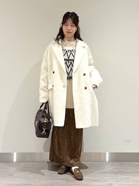 「アイテム（チョーカー）」を使った、みゆみゆさん（レディース・154cm）の冬コーディネート