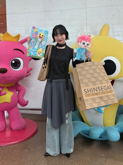 「Unblend（アンブレンド）の【Unblend】スリムマフラーセット ボーダー/ドット ロングスリーブTシャツ（Tシャツ/カットソー）」を使った、オクユウカさん（レディース・159cm）の春コーディネート