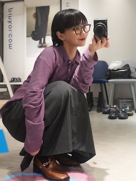 「アイテム（スカート）」を使った、オクユウカさん（レディース・159cm）の秋コーディネート