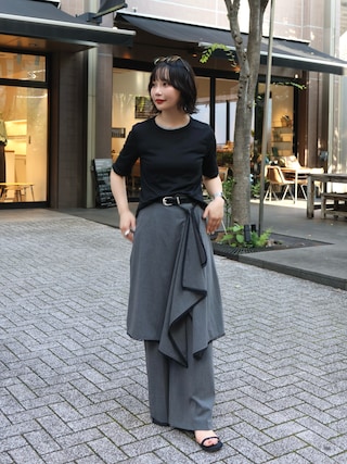 「HANNE(アン)の2PACKシアーハーフスリーブTEE(Tシャツ/カットソー)」を使った、オクユウカさん(レディース・159cm)の夏コーディネート