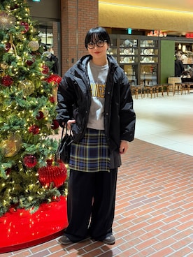 「アイテム（スウェット）」を使った、オクユウカさん（レディース・159cm）の秋コーディネート