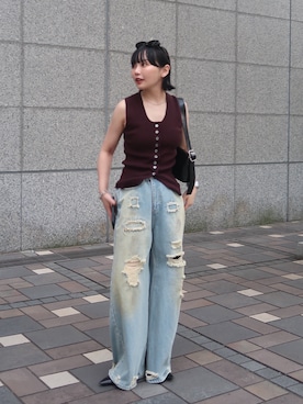 「ニットベスト」｜オクユウカさん（レディース・159cm）の秋コーディネート