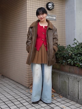 「アイテム（カーディガン/ボレロ）」を使った、オクユウカさん（レディース・159cm）の秋コーディネート