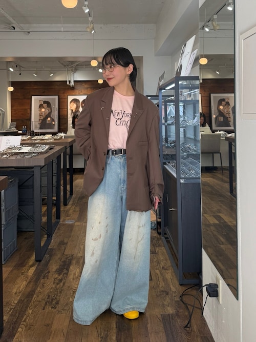 「6（ロク）の＜6(ROKU)＞NEW YORK CITY GIRL Tシャツ（Tシャツ/カットソー）」を使った、オクユウカさん（レディース・159cm）の春コーディネート