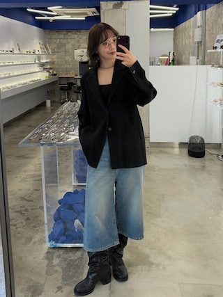 「CHARLES & KEITH(チャールズ & キース)のLouise ルーイ サイドジップニーハイブーツ(ブーツ)」を使った、オクユウカさん(レディース・159cm)の秋コーディネート