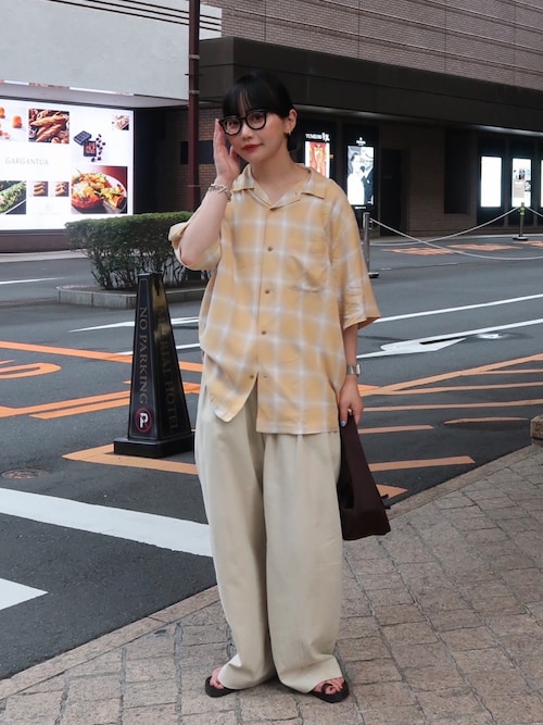 6(ROKU)＞コットンレーヨン タックパンツ（スラックス）｜6
