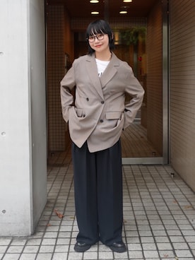 「アイテム（パンツ）」を使った、オクユウカさん（レディース・159cm）の秋コーディネート
